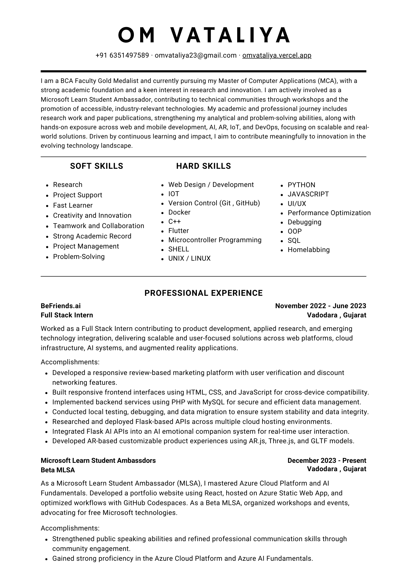 Resume page 1