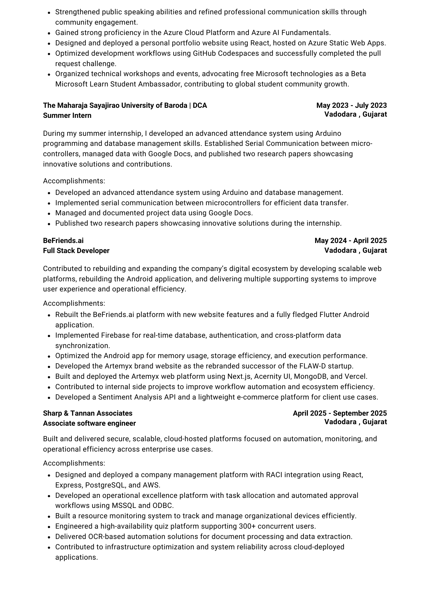 Resume page 2